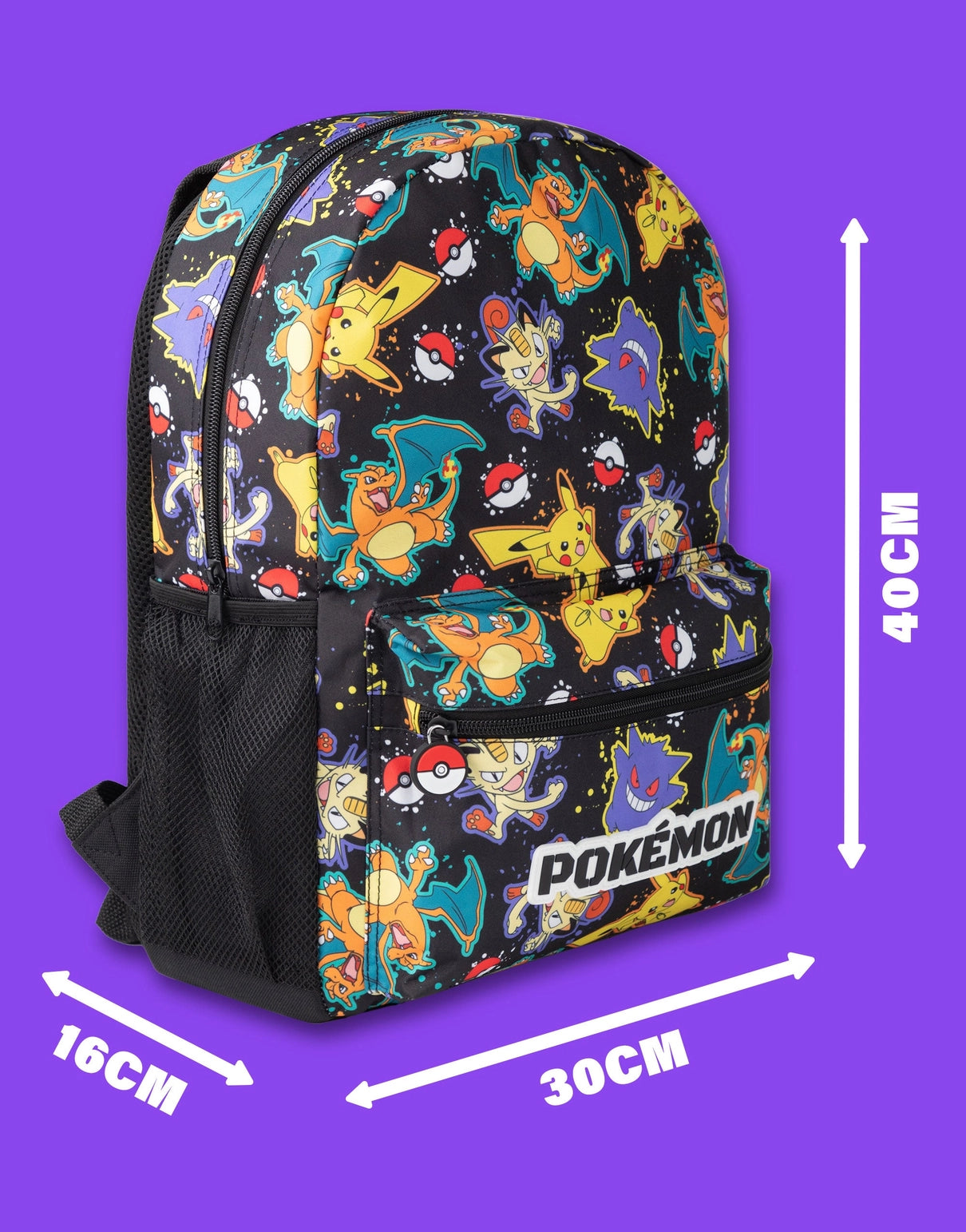 Pokemon Boys Black Character All Over Print Backpack (One Size)