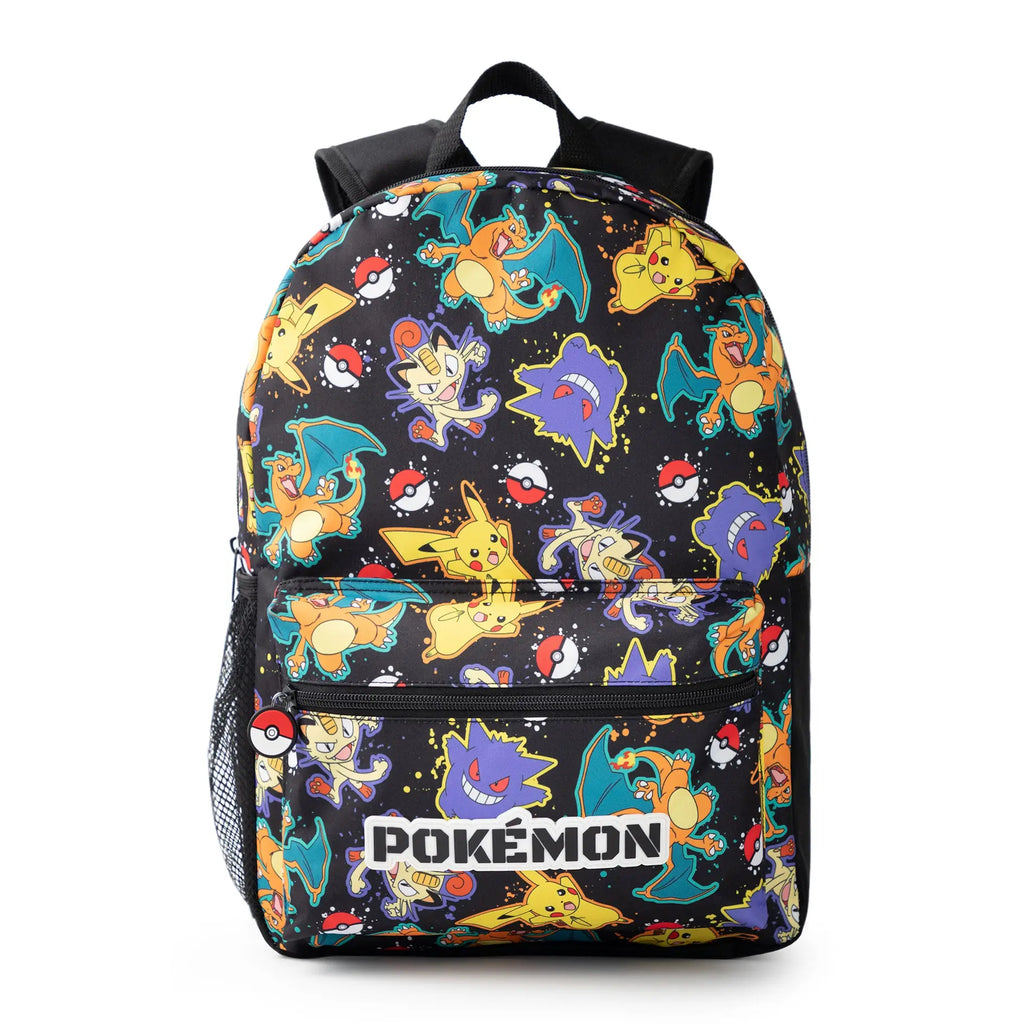 Pokemon Boys Black Character All Over Print Backpack (One Size)