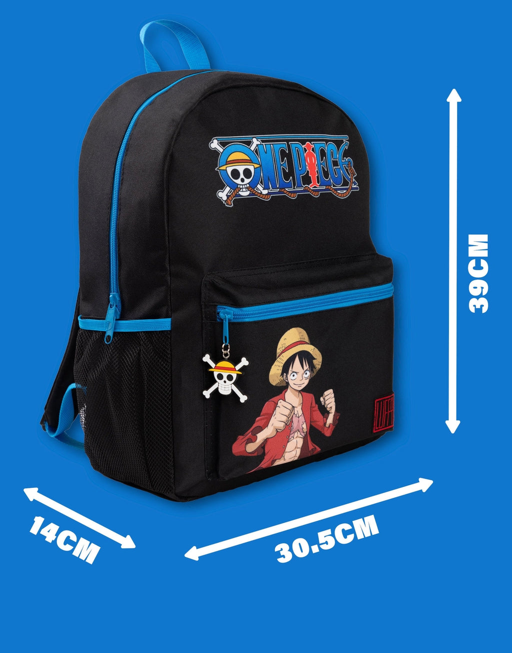 One Piece Unisex Kids Black Front Printed Backpack (One Size)